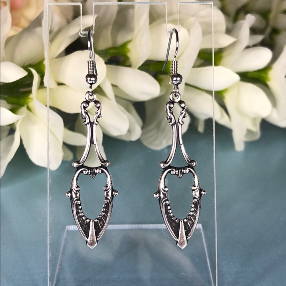 Silver Tone Antique Style Earrings